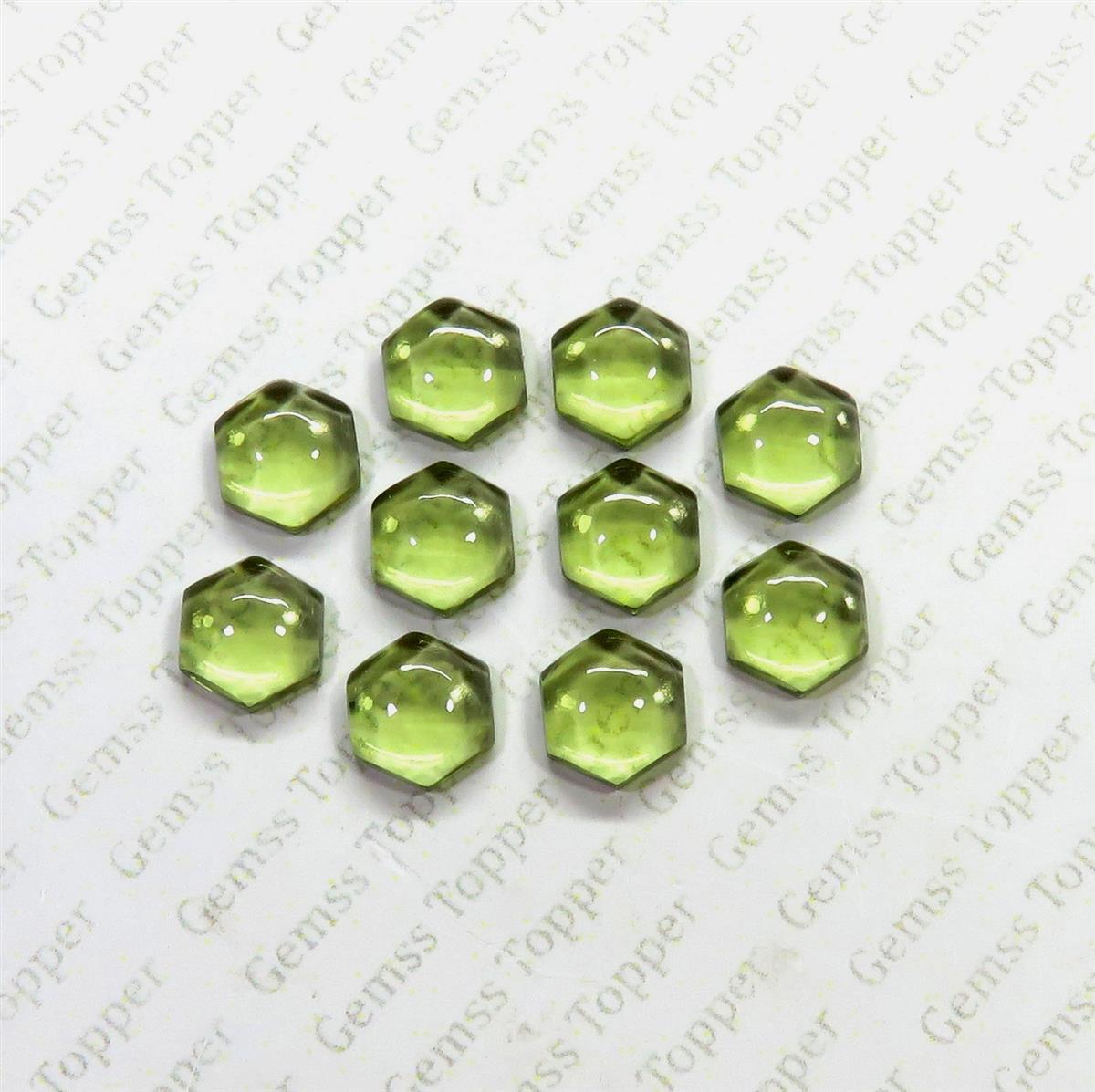 Moldavite 10x10 mm Hexagon Cabochon